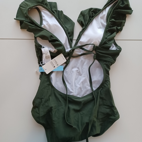 CUPSHE Moss Green Ruffle Swimsuit - Picture 4 of 6